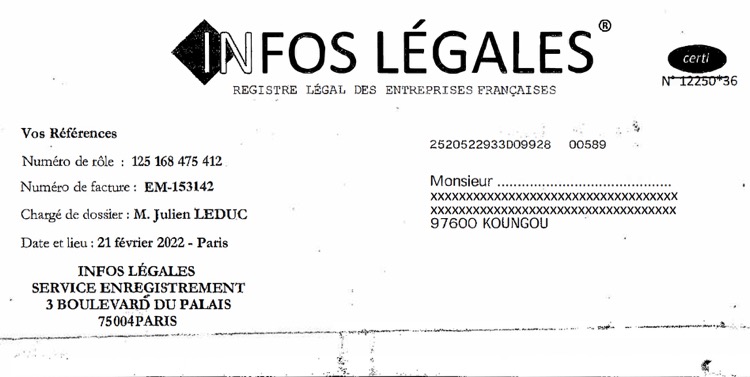 Infos légales, Mayotte, CMA