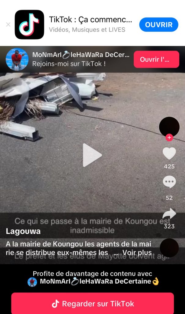 Tik Tok, Chido, Mayotte