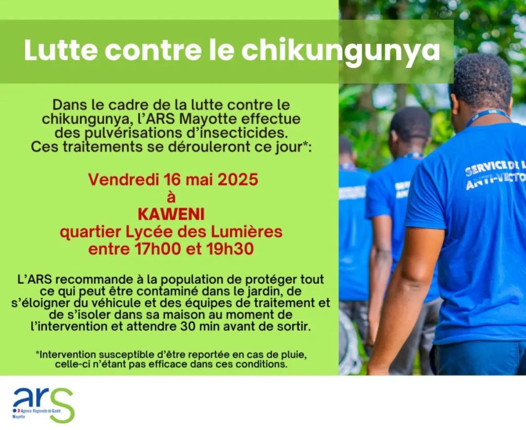 Des pulvérisations vendredi soir dans le quartier du lycée des Lumières à Kaweni