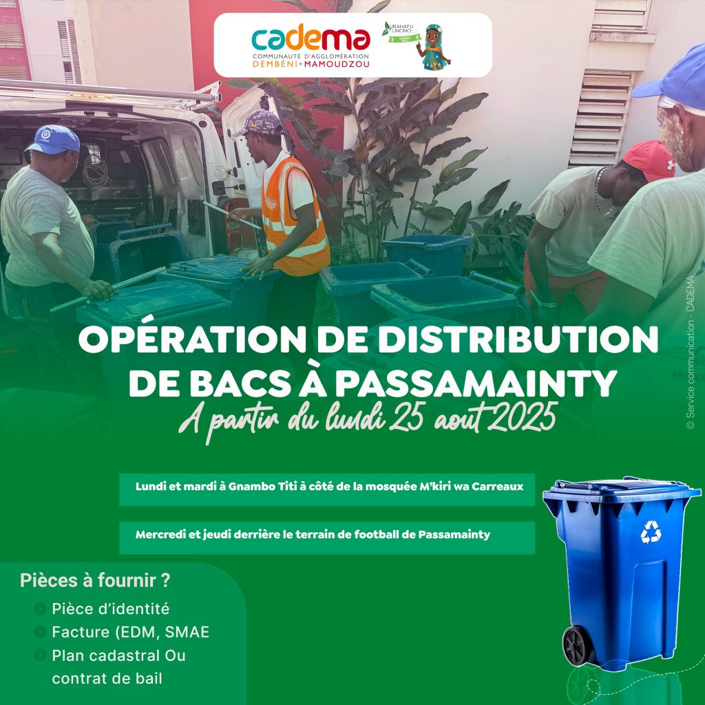 Mayotte, CADEMA, bacs à ordures,