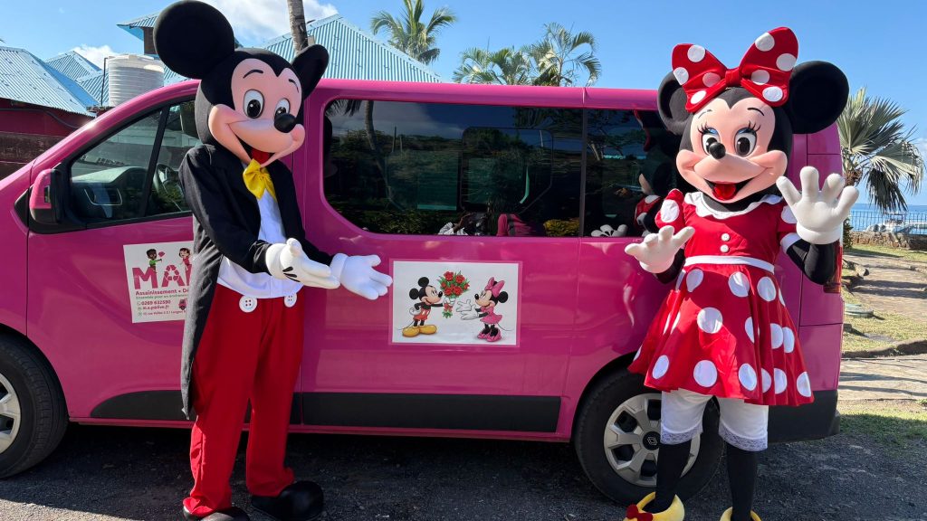 Mayotte, MAP, jeunesse, bus rose, Minnie, Mickey,