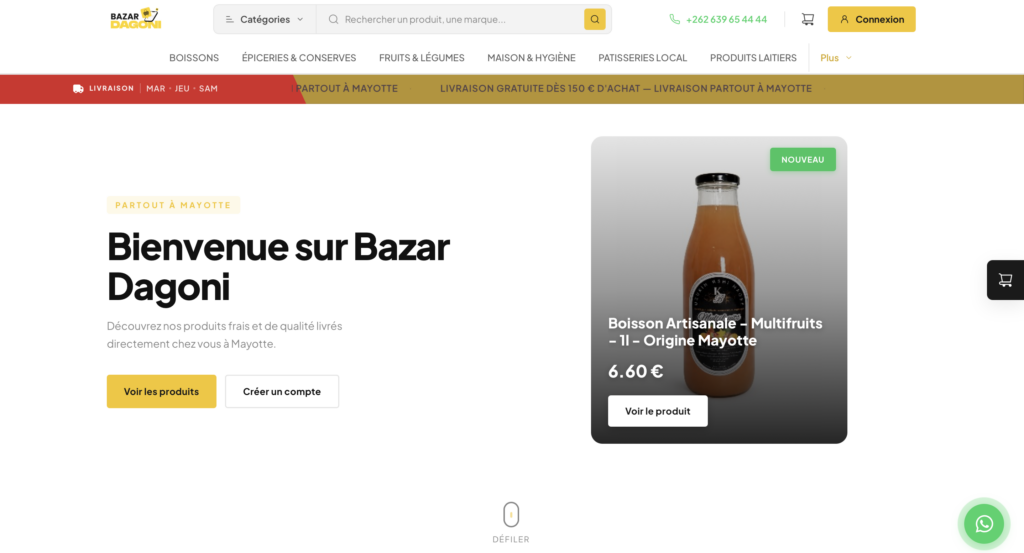 Mayotte, Bazar Dagoni, courses, livraison, alimentaire, drive,
