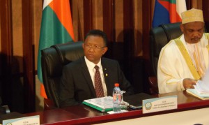Le président malgache Hery Rajaonarimampianina lors du sommet de la COI à Moroni en août 2014 (Le JDM, tous droits réservés)
