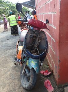 Le scooter accidenté