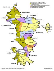 La carte des conditions de vie dans les villages de Mayotte 2014 (Source INSEE)