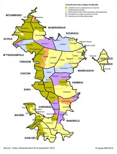 La carte des conditions de vie dans les villages de Mayotte 2014 (Source INSEE)