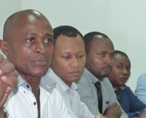 Boinahedja Haoussi (CGT Ma), Mansour Soulaimana (Sud CT 976) et Djoumoi Djoumoy Bourahima (CFE CGC)