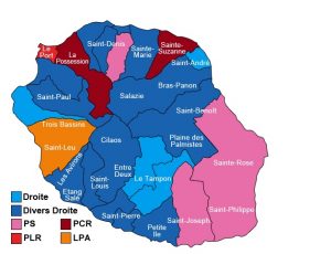 La carte politique de La Réunion après le 2nd tour des départementales 2015