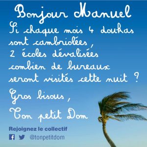 Petit Dom demande de l'aide pour résoudre son problème mathématique. C'est le nouveau message diffusé ce vendredi soir à 20h