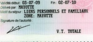 Carte de séjour d'un an