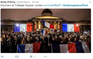 Rassemblement à Trafalgar Square dans le centre de Londres hier samedi soir