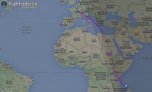 La route aérienne entre la métropole et Mayotte par flightradar