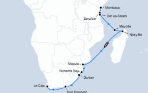 Itinéraire habituel de la croisière du "Silver Cloud"