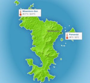 Les températures en décembre 2015 à Mayotte, les plus chaudes depuis 2010 (source: Météo France)