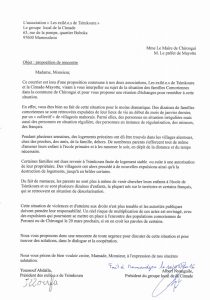 Le courrier des exilé.e.s de Tsimkoura et de la cimade au préfet et à la maire de Chirongui