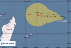 Fantala: les prévisions de trajectoire et de puissances par Météo France jusqu'au samedi 16 avril