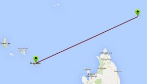 720km entre Faquhar et Mayotte