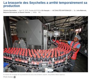 Bières et sodas importés obligatoires pour quelques jours aux Seychelles