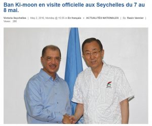 Ban Ki Moon aux Seychelles