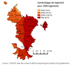 Mayotte détient le record du nombre de cambriolages par habitant. Quasiment tout le territoire est concerné