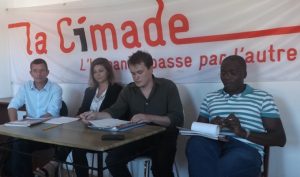 Romain Reille et Méline Moroni, de Solidarité Mayotte et Yohan Delhomme t Albert Lyanguilé de la CImade Mayotte