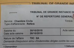 Exemplaire de plainte pour occupation illégale