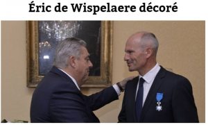 Eric de Wispelaere reçoit les insignes de l'Ordre national du mérite annonçait le Journal Sud Ouest en septembre 2015