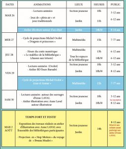 Partir en livre Programme du 26 juillet au 2 août