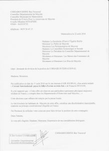 Courrier du conseiller départemental pour infléchir la position de la compagnie