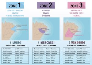 Le calendrier de ramassage des déchets par village