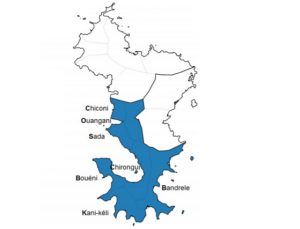 Les communes concernées par le regroupement dans le GAL Ouest Grand Sud de Mayotte