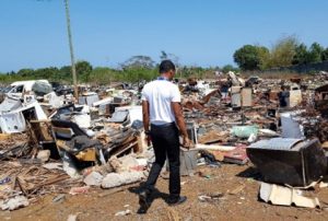 Les lieux de stockages pour les D3E totalement congestionnés (Photos: SIDEVAM 976)