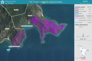 La carte des pointes et des plages de Saziley et Charifou par le conservatoire du littoral