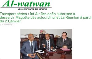 Le journal comorien Al Watwan du 11 janvier 2017