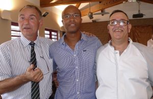 Fabien Vannucci, directeur DETP, Joël Paschal et Guiseppe Anello, professeurs de cuisine au lycée