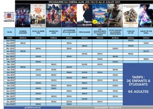 Le programme du cinéma Alpa Joe de Mamoudzou pour juillet