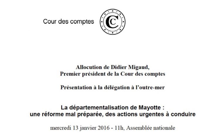 Cour des comptes, Mayotte, Sébastien Lecornu