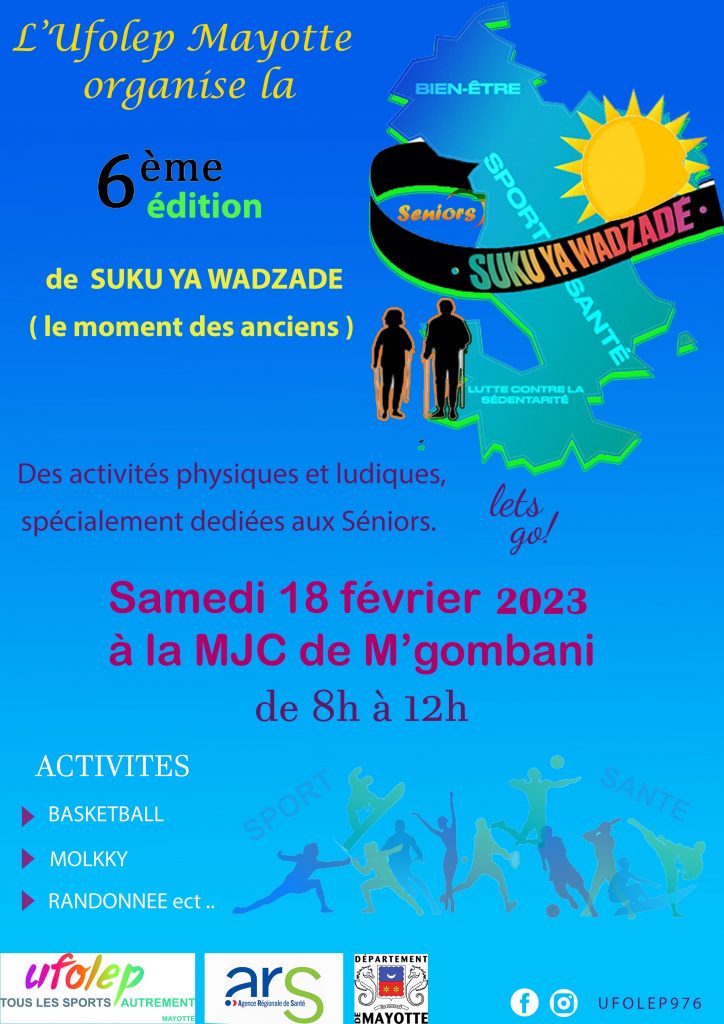 Affiche d'une événement sportif éducatif dédié aux personnes âgées à Mayotte