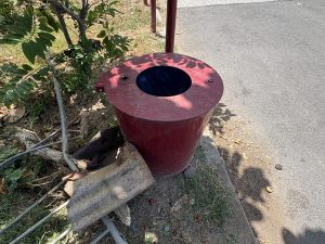 Mayotte, plage, benne, poubelle, 